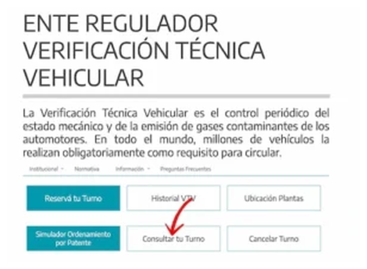 Paso 1 para consultar o cambiar el turno de la VTV en San Martín